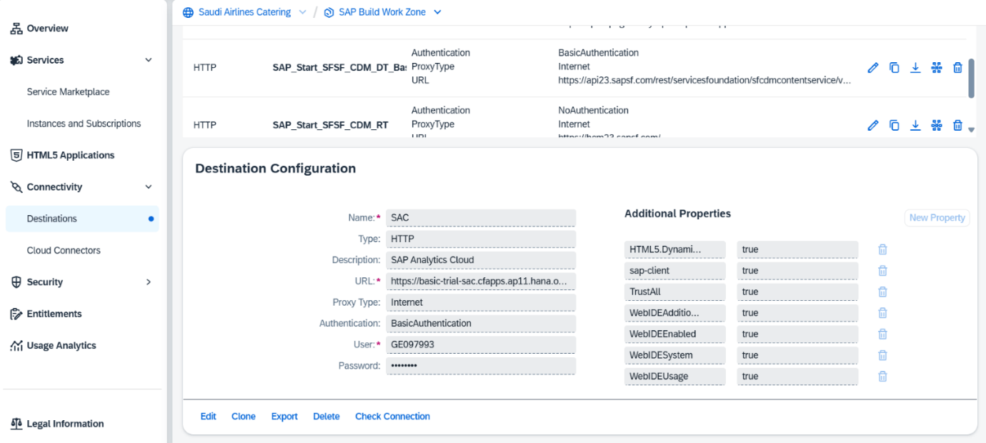 Configuring Destination in SAP BTP 